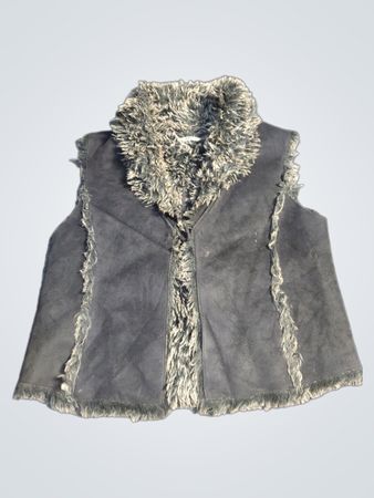 M&Co. Schwarze Kunstwildleder- und Fellbesatz-Weste