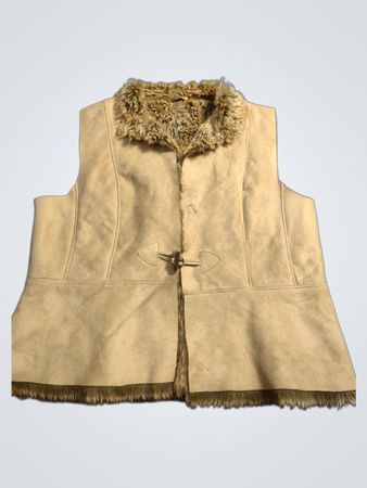 George Faux Wildlederweste mit Pelzbesatz