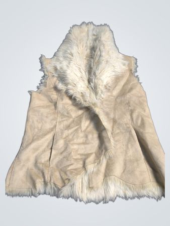 Beige Weste mit Kunstpelzbesatz