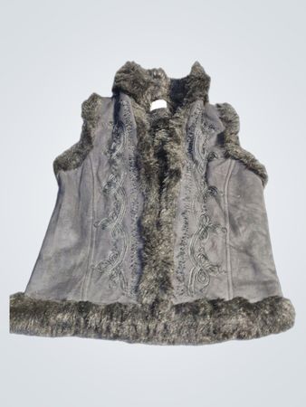 Atmosphere schwarz gefütterte Weste mit Kunstpelzbesatz