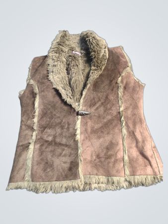 Denim Co. Kunstpelzbesetzte Weste