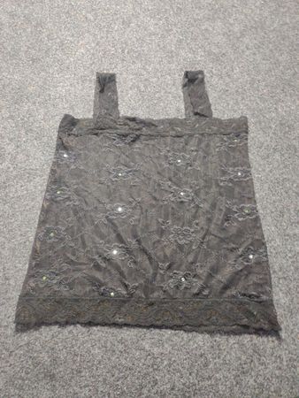 Graue Spitzen-Camisole mit Pailletten