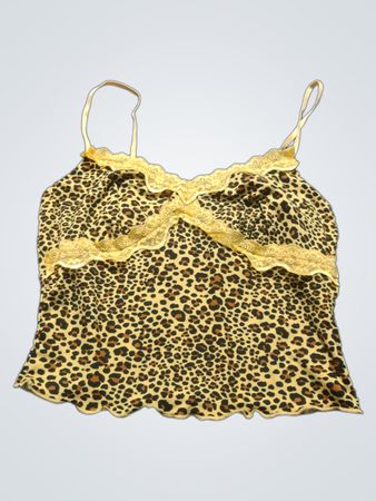 Leoprint-Spitzenbesatz-Cami-Top