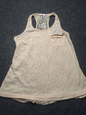 Yi Mei Damen-Racerback-Top mit Spitze und Reißverschlusstasche