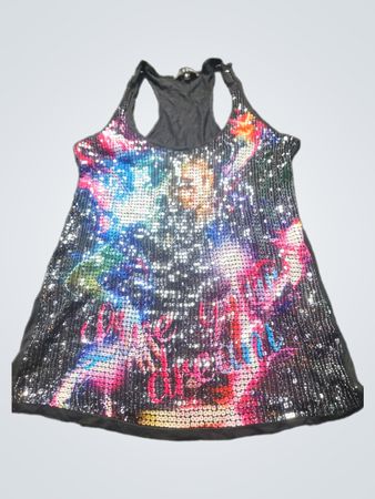 Damen-Top mit Pailletten und Galaxie-Motiv