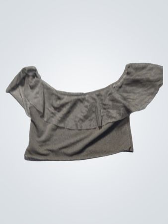 Schwarzes Off-Shoulder Rüschen-Cropped-Top