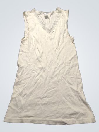 Shito Skin Damen Weißes Trägerhemd mit Spitzenbesatz und V-Ausschnitt Größe 40