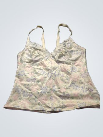 Camisole mit Blumenmuster und Spitzenbesatz