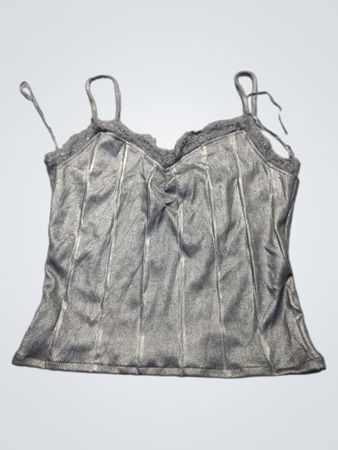 Schwarzes Korsett-Top mit Spitzenbesatz