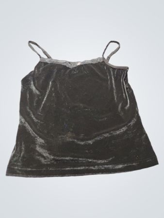 Schwarzes Samt-Cami mit Spitzenbesatz