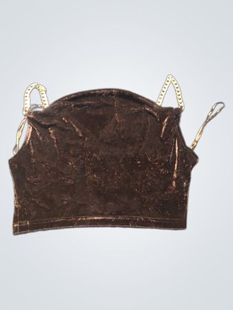 Schwarzes Samt-Ketten-Crop-Top