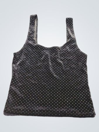 Schwarzes Trägershirt mit weißen Punkten