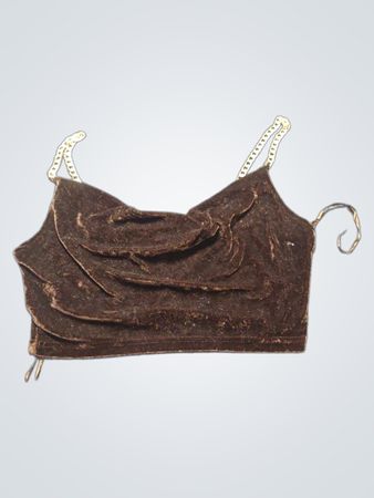 PINK VANILLA Brown Velvet Chain Neckholder-Top