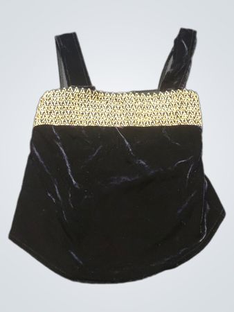 Schwarzes Samt-Top mit goldener Einfassung