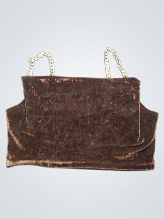 Braunes Samt-Crop-Top mit Ketten-Trägern