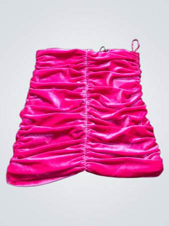 Pink Samt gerafftes trägerloses Kleid