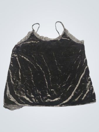 Schwarzes Samt-Cami mit Spitzenbesatz