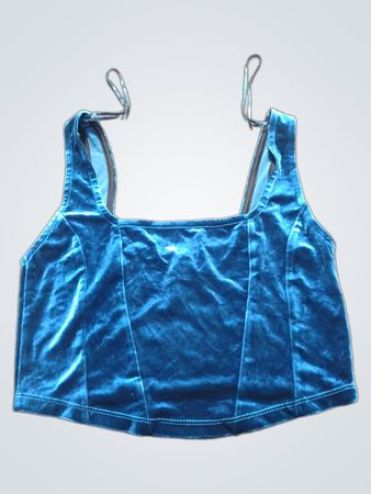 Miss Selfridge Blue Velvet Korsett-Top