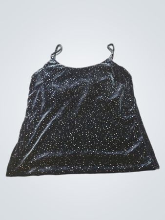 Schwarzes Samt-Camisole mit Glitzerdetail