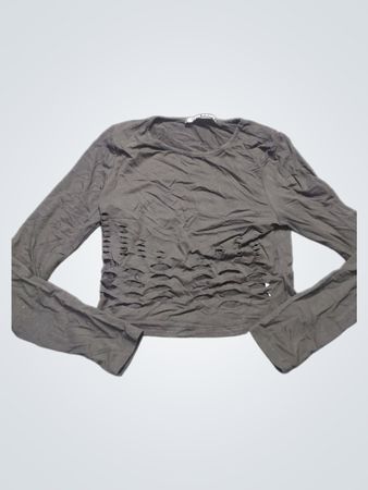 THE KRIPT Black Distressed Long Sleeve Crop Top