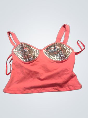 Pink Sequin Bust Crop Top