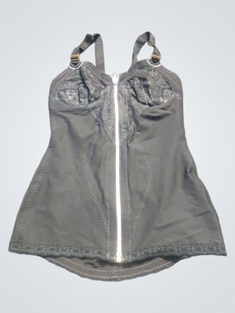 Black Corset with Zipper and Lace Trim