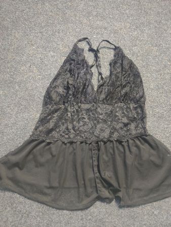 Black Lace Halter Babydoll