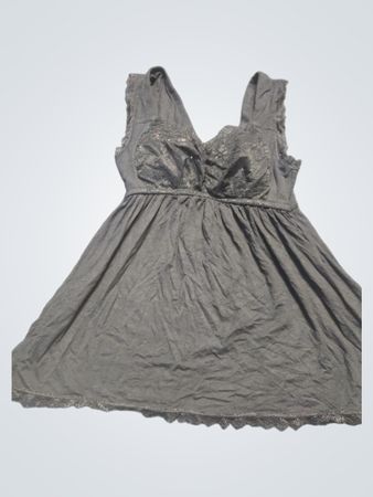 Black lace trim mini dress