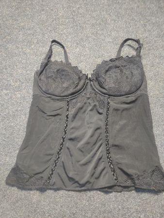 Black Lace Trimmed Corset Top