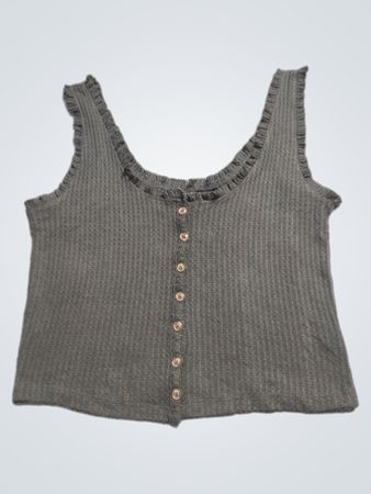 Women's Button-Front Cropped Tank Top