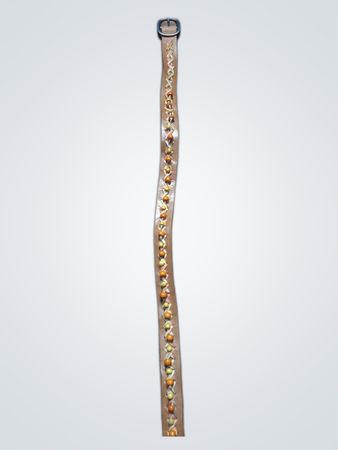 Brown Leather Belt with Beaded Embellishments