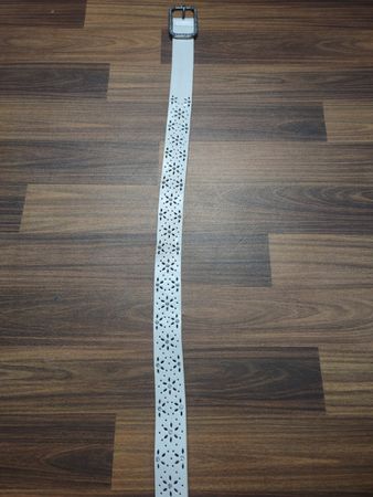 White Belt with Floral Perforations