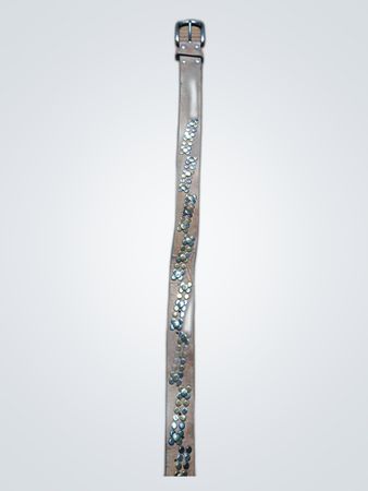 Brown Leather Belt with Rhinestones