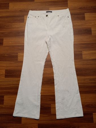 White Flared Jeans with Embellished Pockets