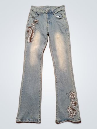 Blue Jeans with Paisley Design