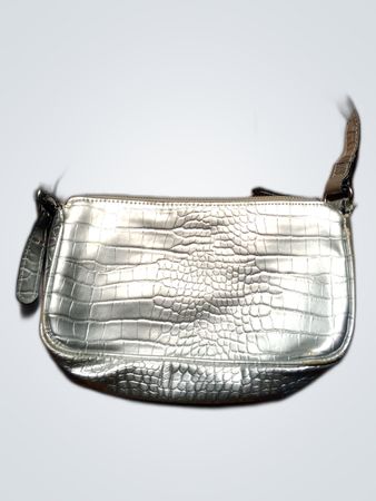 Silver Crocodile Leather Shoulder Bag