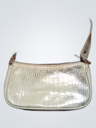 Silver Crocodile Leather Shoulder Bag