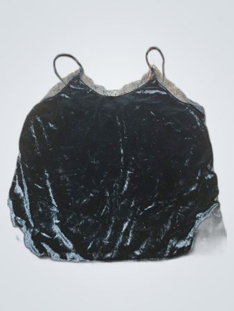 Schwarzes Samt Spitzendetail Cami Top