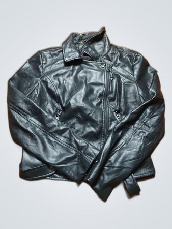 Unbranded Black Leather Biker Jacket with Fringe