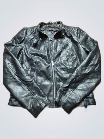 Mango Black Leather Biker Jacket