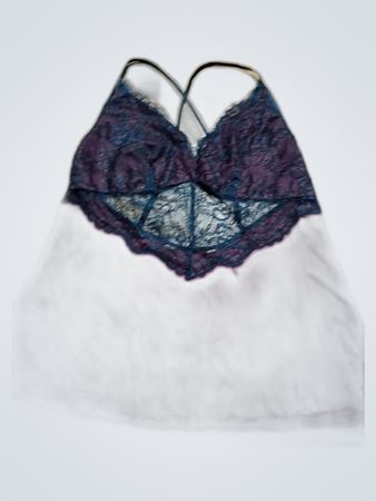 Purple Satin Lace Trim Camisole Top