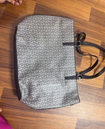 Guess Grey GG Monogram Tote Handbag