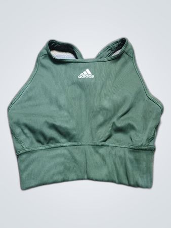 Adidas Green Ribbed Sports Bra