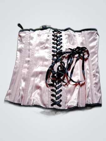 Pink Lace-Up Satin Corset