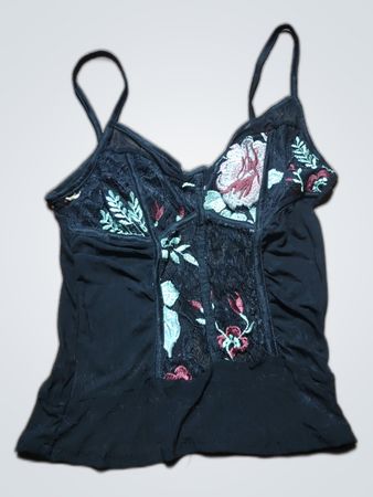 Black Lace Floral Embroidered Camisole