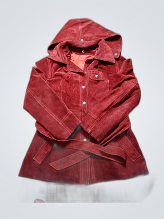 Unbranded Red Suede Hooded Jacket