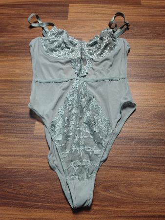 Grey Lace Bustier Bodysuit