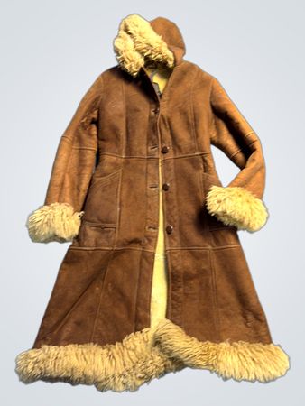Brown Suede Coat with Fur Trim