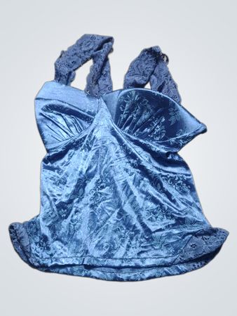 Unbranded Navy Blue Satin Lace Cami Top