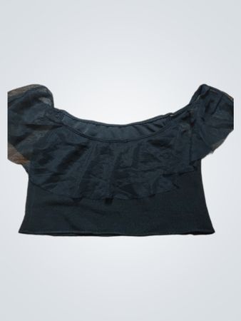 Black Ruffled Crop Top